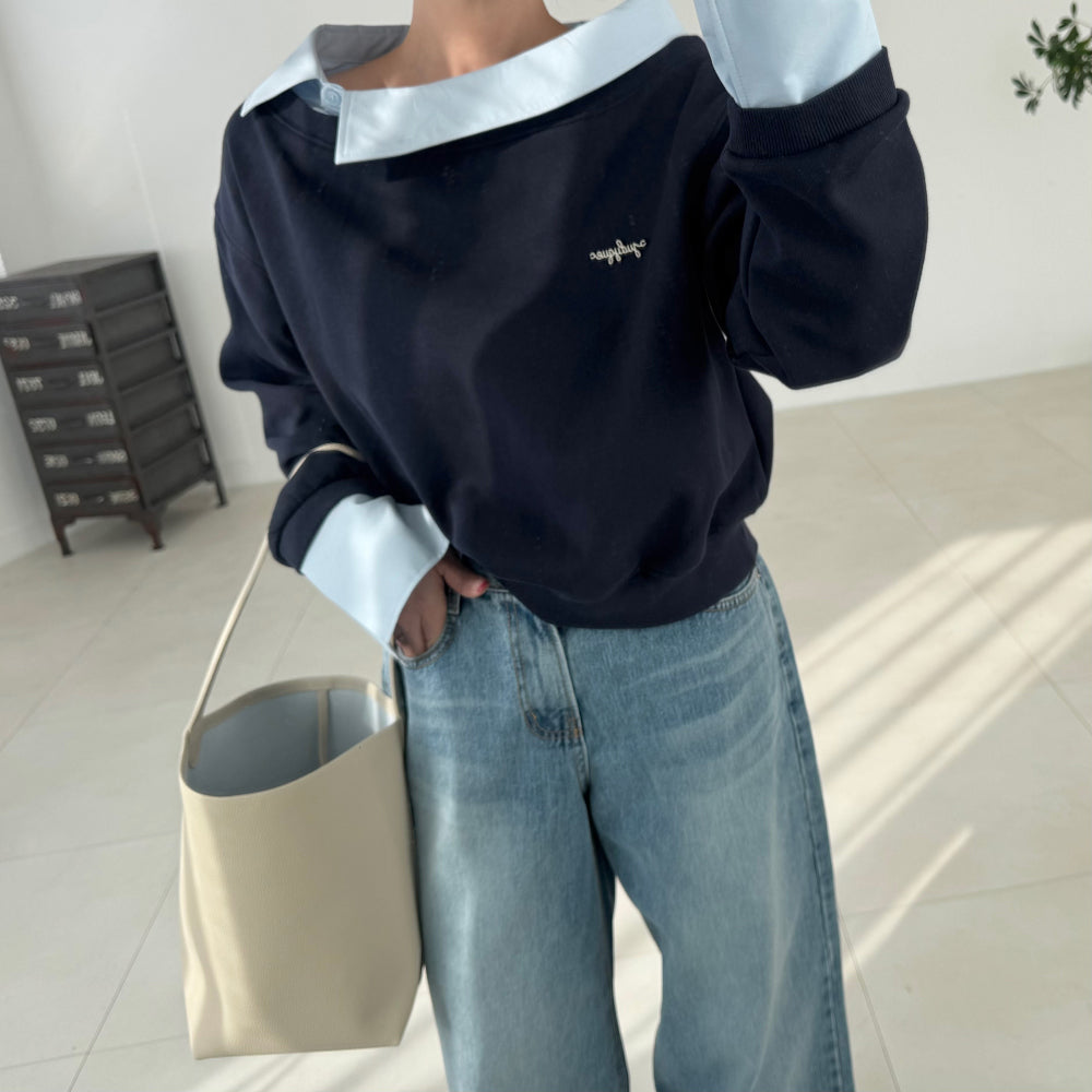 Layered Off-Shoulder Sweatshirt