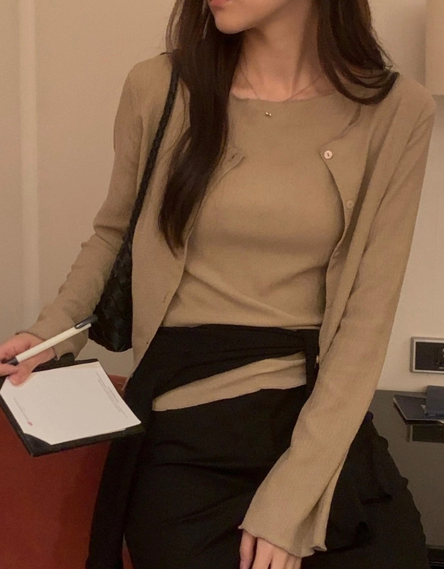 *Pleated Tank & Cardigan Set