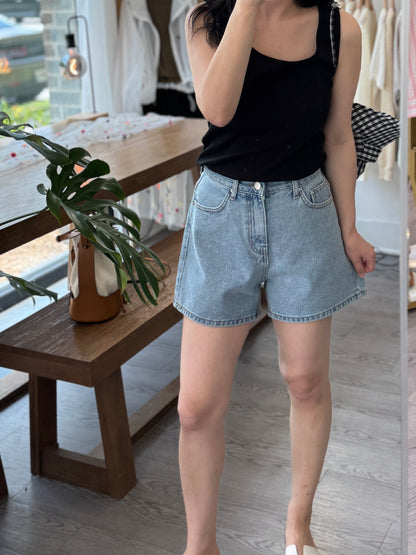 4-Inch Back Elastic Denim Shorts - AdoreMeU