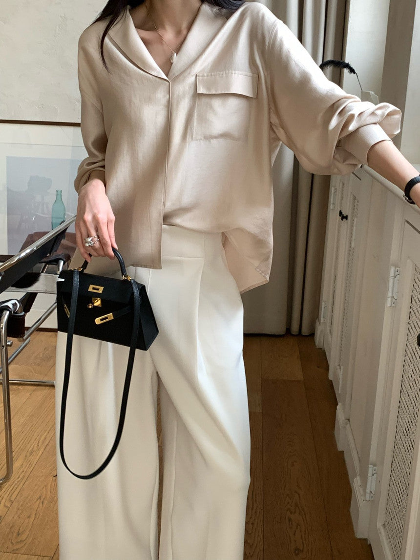 *실키 포켓 블라우스