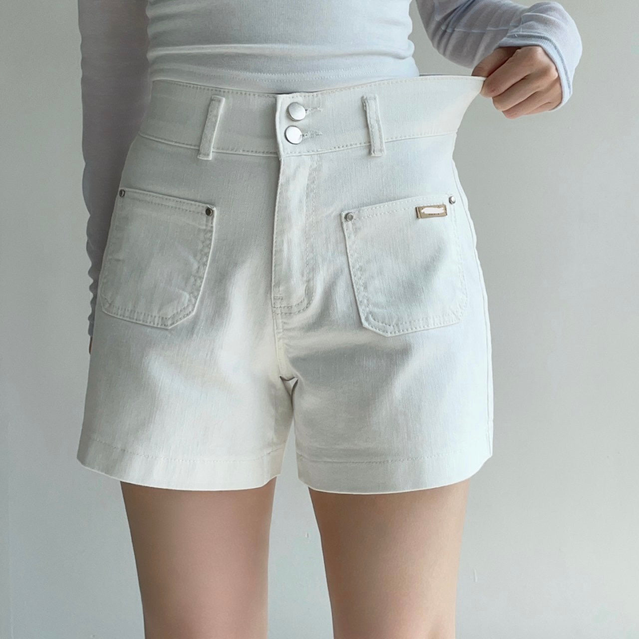 * High Band Front Pocket Shorts