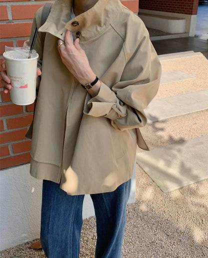 High-Neck Short Trench Jacket