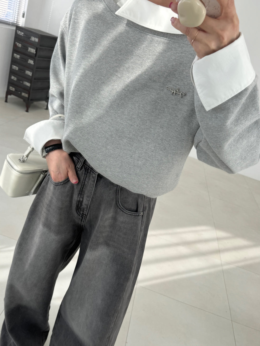 Layered Off-Shoulder Sweatshirt