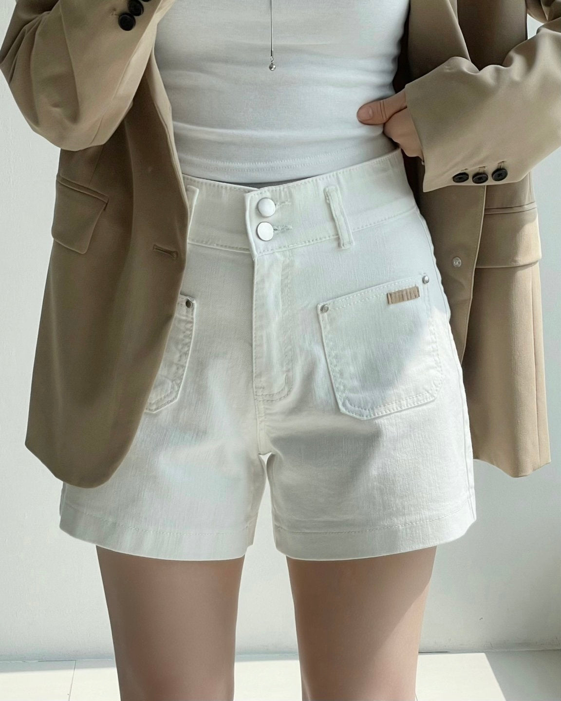 * High Band Front Pocket Shorts
