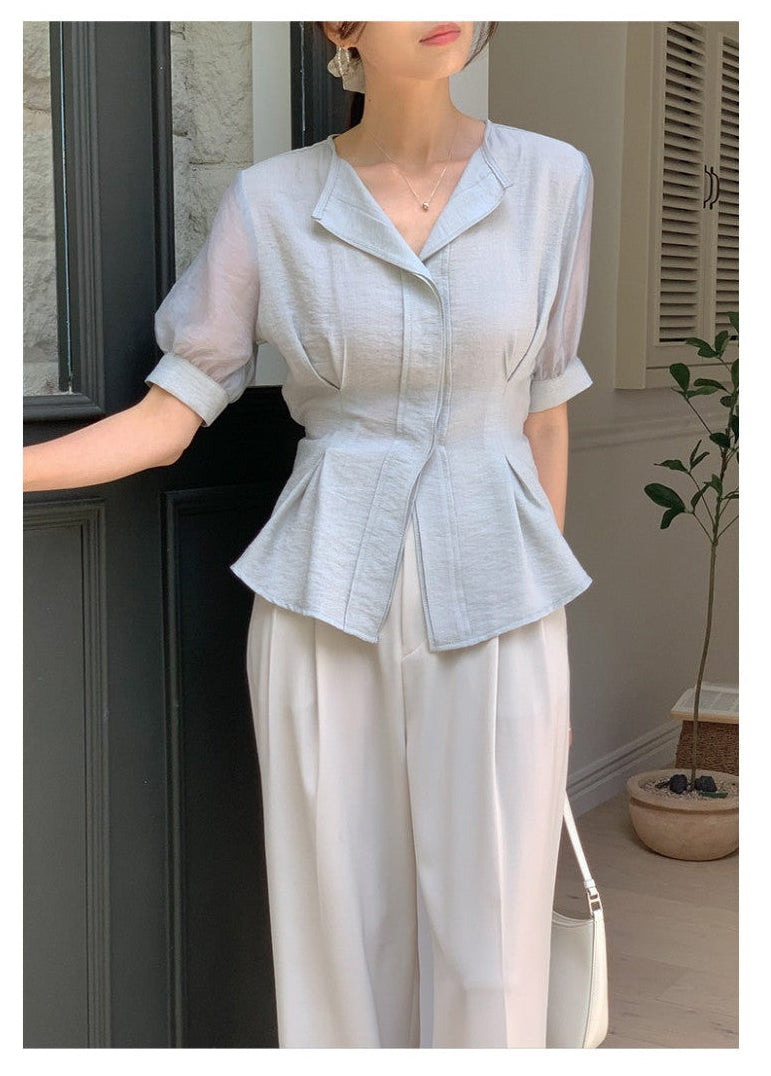 *Slim Pintuck Summer Blouse