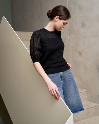 Soft Sleeve Knit Blouse