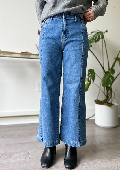 Two Line Semi Wide Banding Denim - AdoreMeU