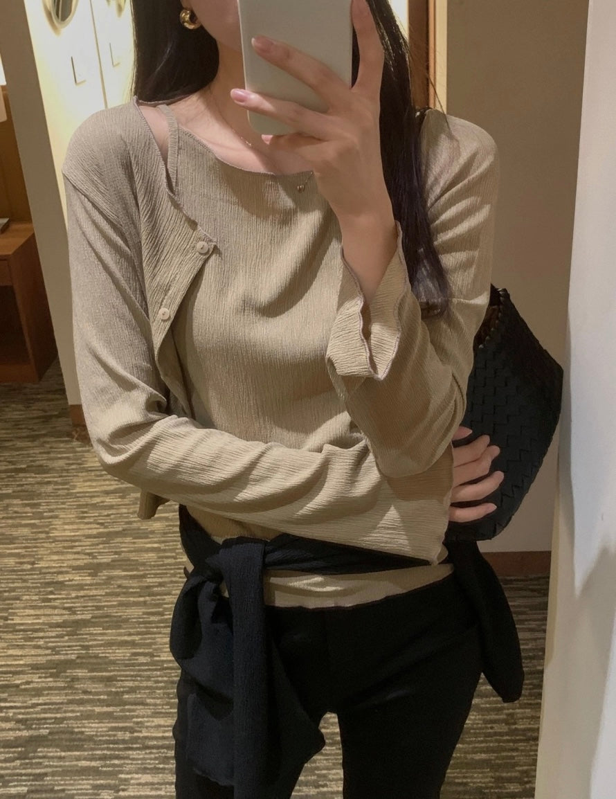 *Pleated Tank & Cardigan Set