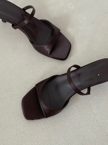 Square Toe Strap Mule Sandals