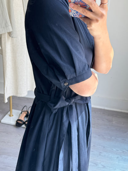 Collared Belted Balloon Dress - AdoreMeU