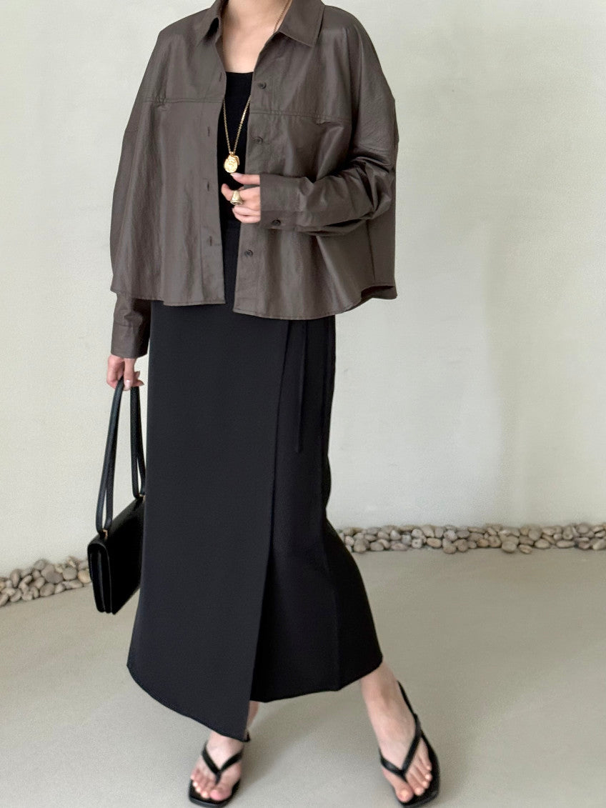 Matte Leather-Look Shirt Jacket