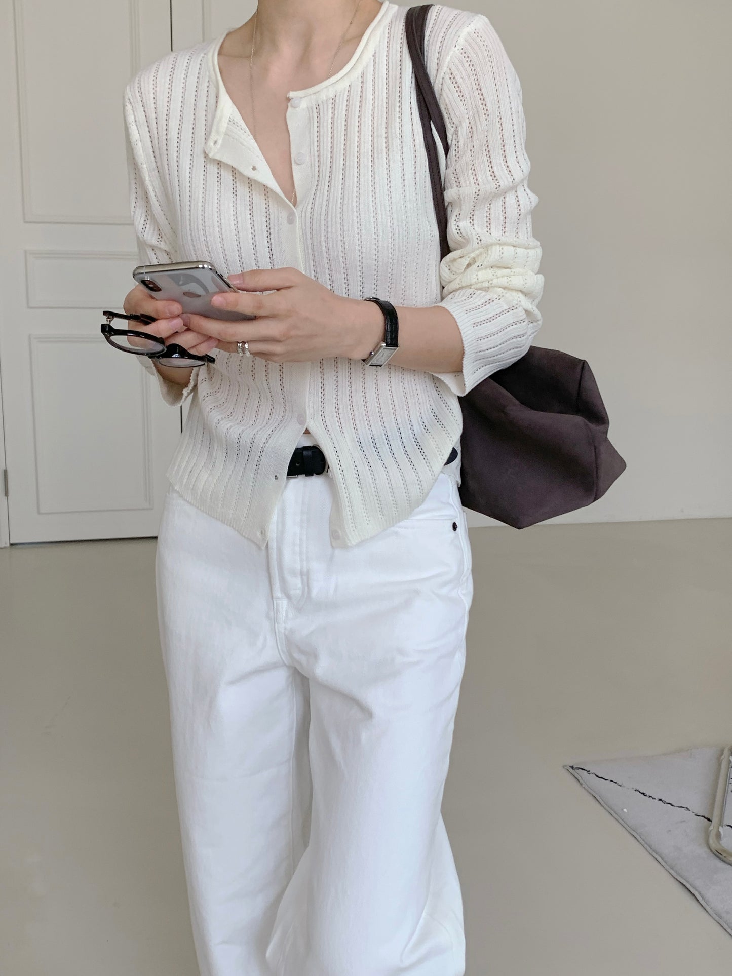 * Punching Knit Summer Cardigan