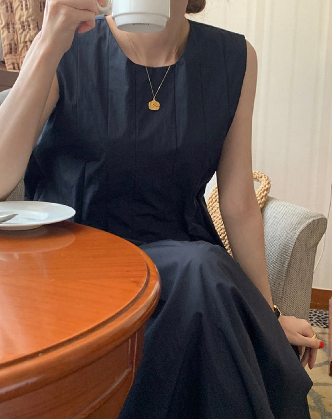 * Plain Pintuck Dress