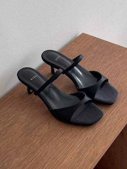 *Simple Satin Toe-Open Mule Heels