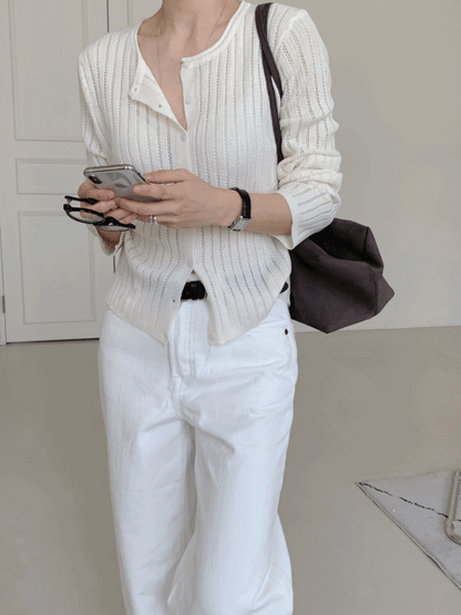 * Punching Knit Summer Cardigan