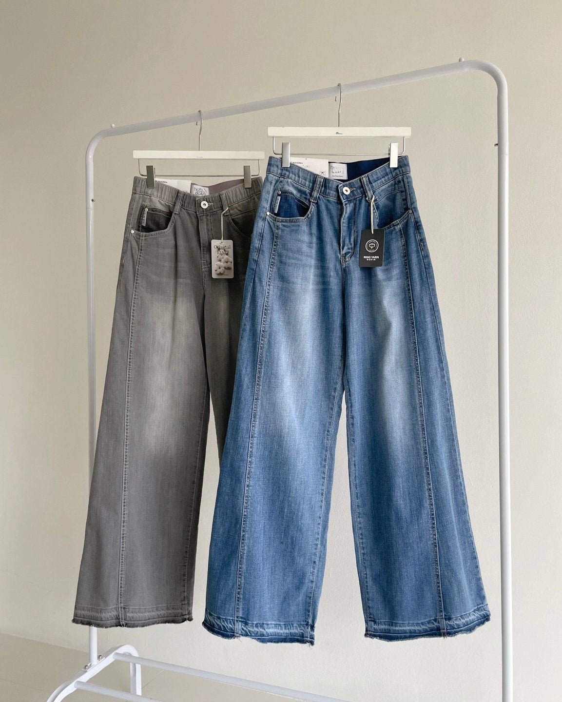 Banding Wide Denim (Gray)