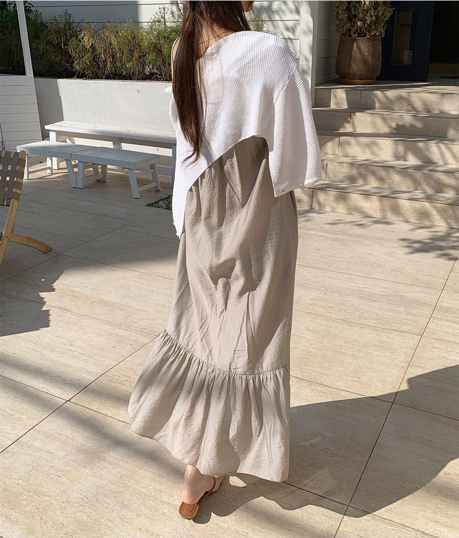 *Airy Strap Long Dress