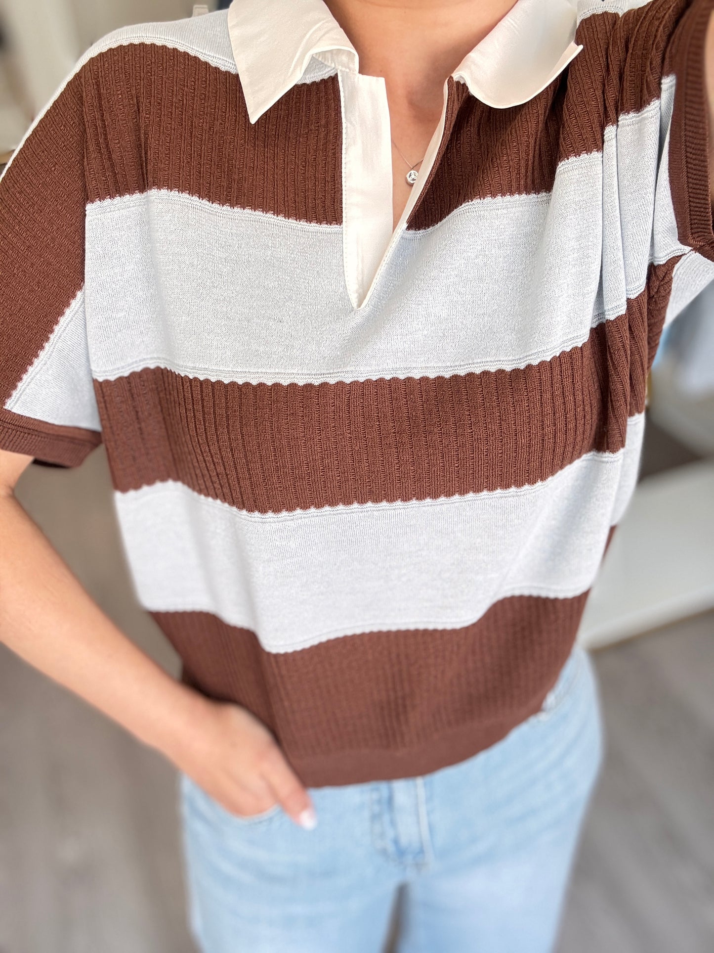 Stripe Collar Summer Knit(~7/9)