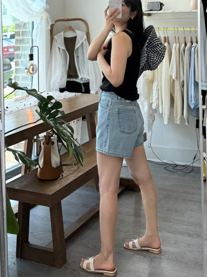 4-Inch Back Elastic Denim Shorts - AdoreMeU