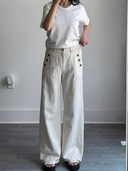 Three Button Ivory Pants - AdoreMeU