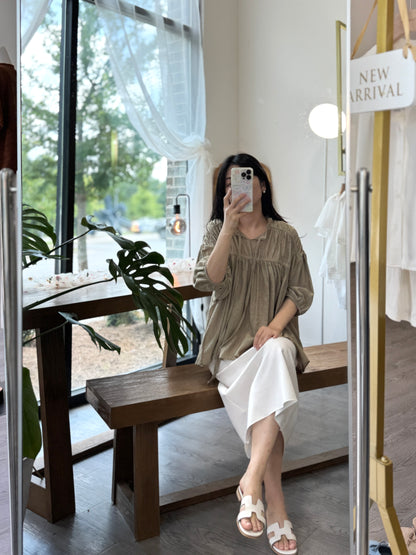 Soft Tie Blouse with Pleats - AdoreMeU