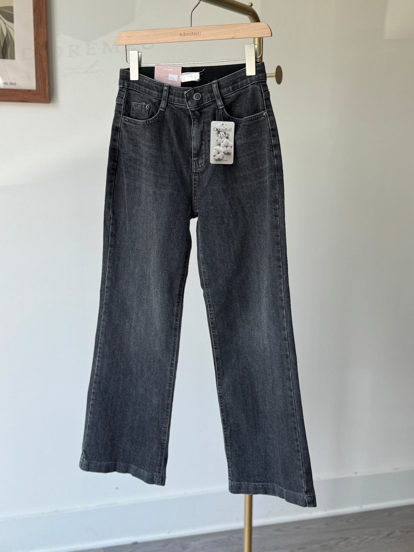 Gray Wide Straight Denim - AdoreMeU