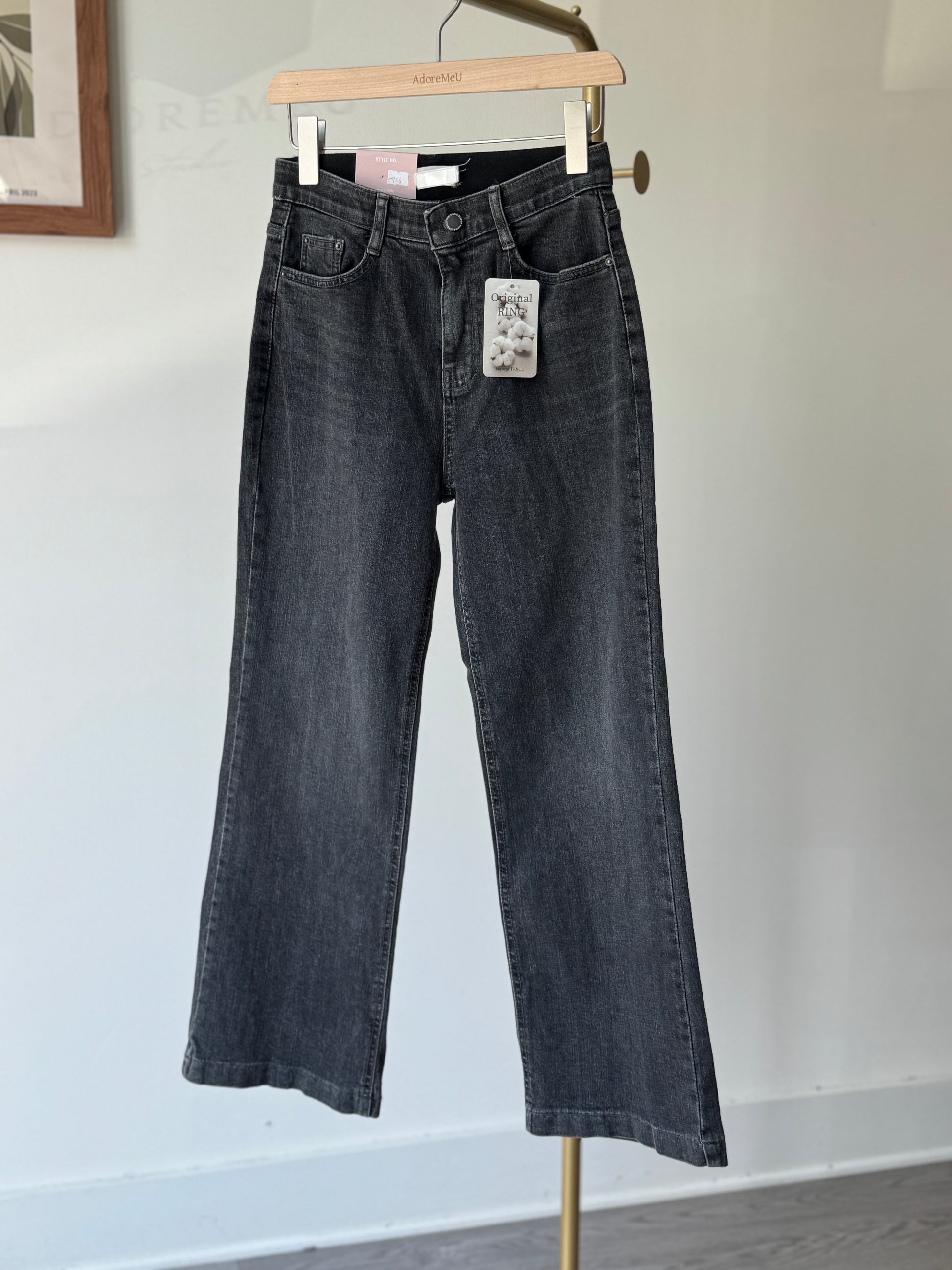 Gray Wide Straight Denim - AdoreMeU