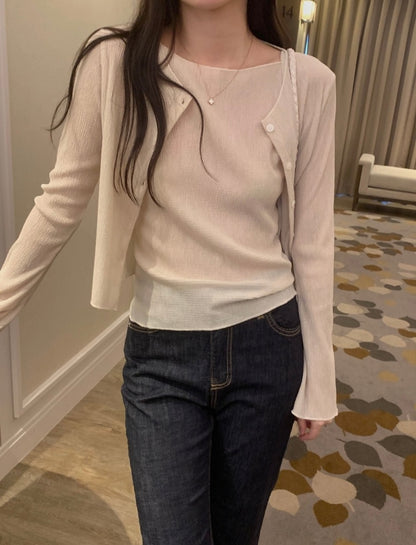 *Pleated Tank & Cardigan Set