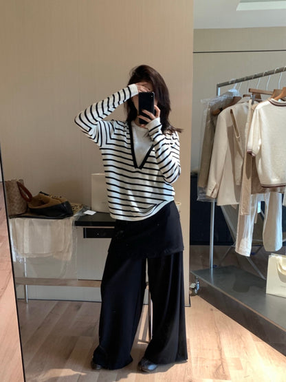 *   Layered V-Neck Knit