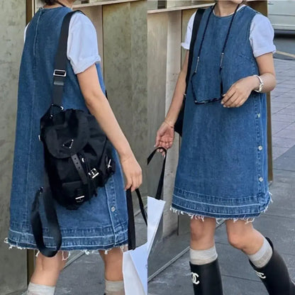 * Button Denim Dress