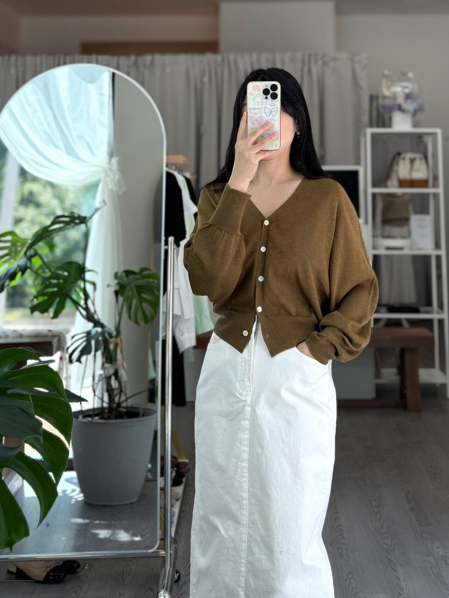 Linen Whole garment Cardigan(~9/8)