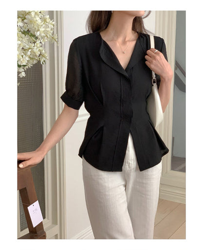 *Slim Pintuck Summer Blouse