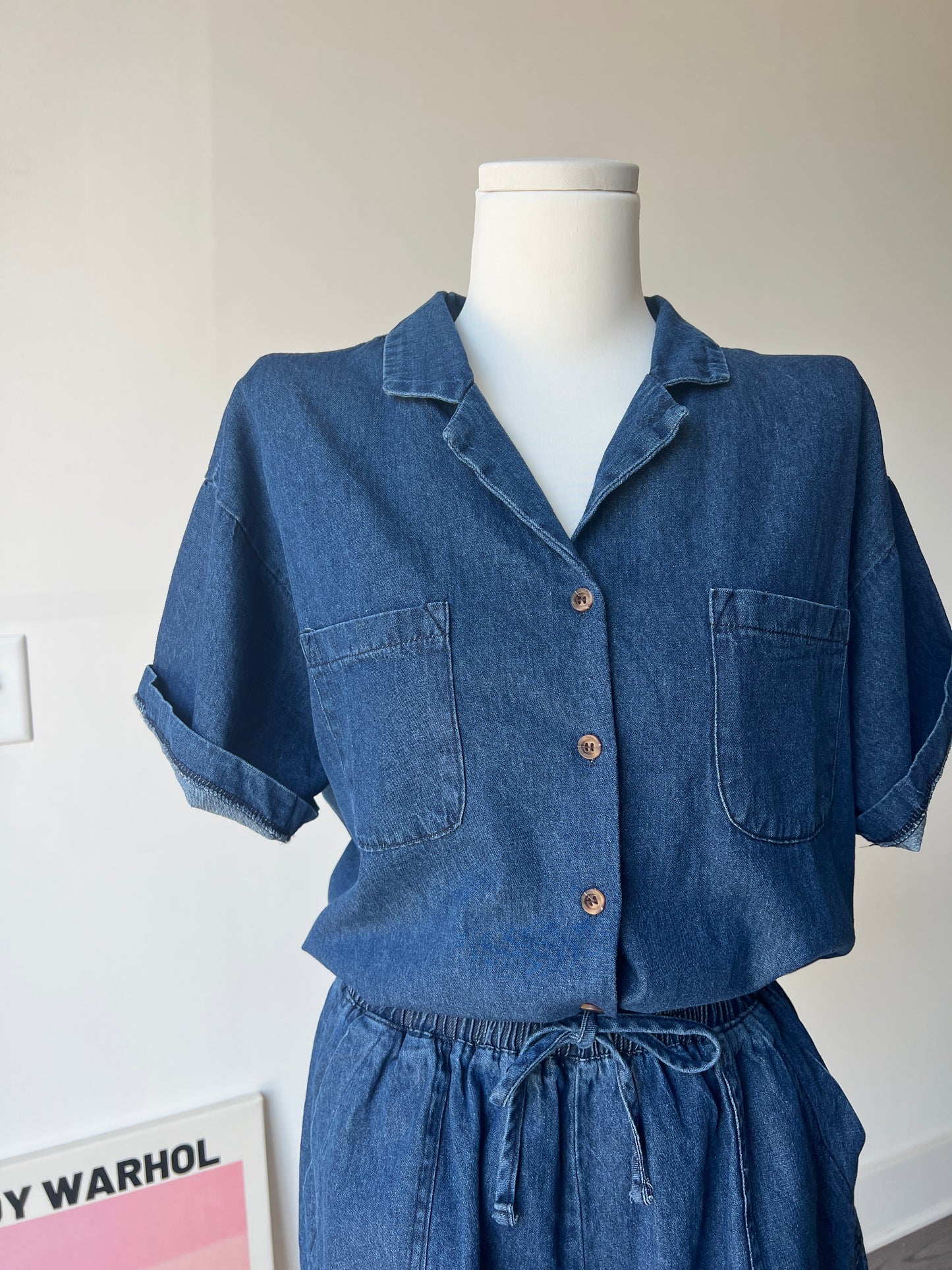 Denim Shirts and shorts Set