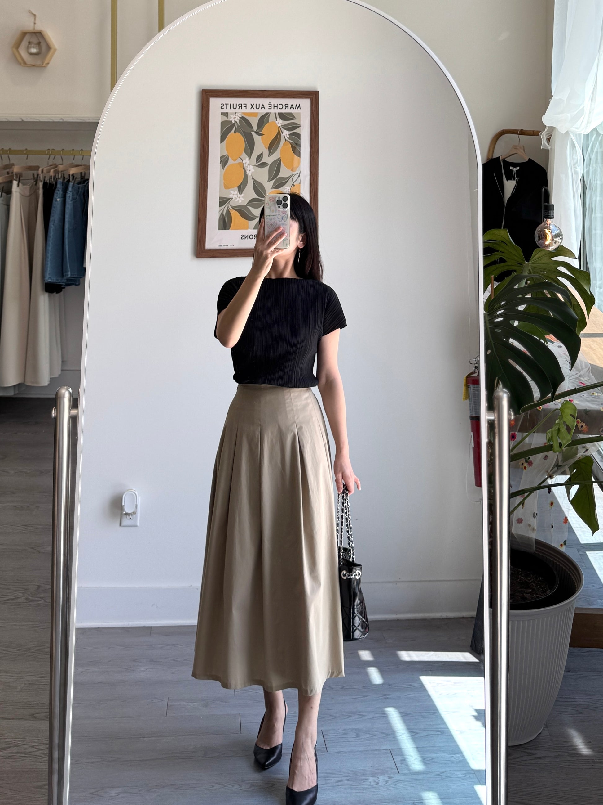 Pintuck Flare Skirt - AdoreMeU