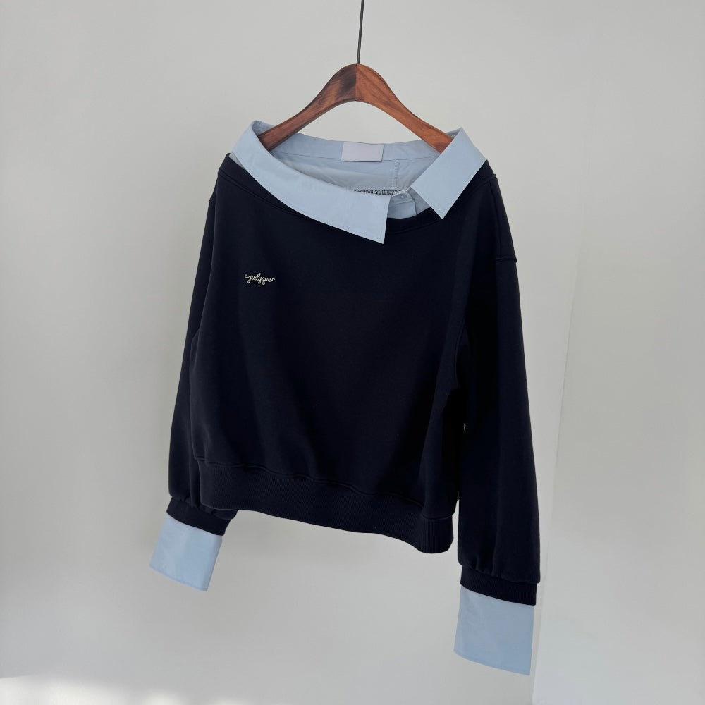 Layered Off-Shoulder Sweatshirt