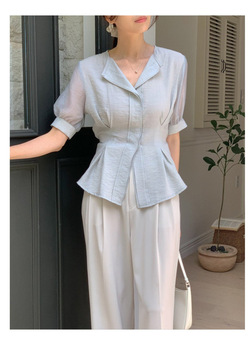 *Slim Pintuck Summer Blouse