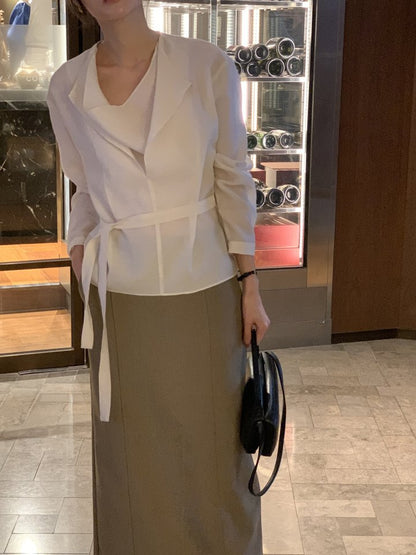 * Draped Belt Blouse