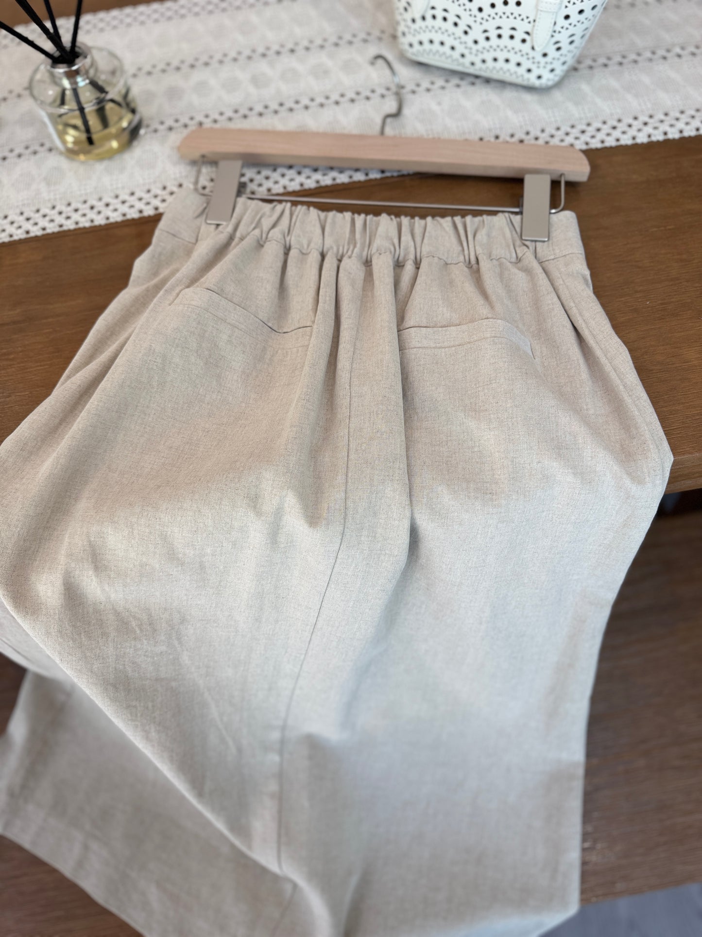 Front Slit Linen Skirt