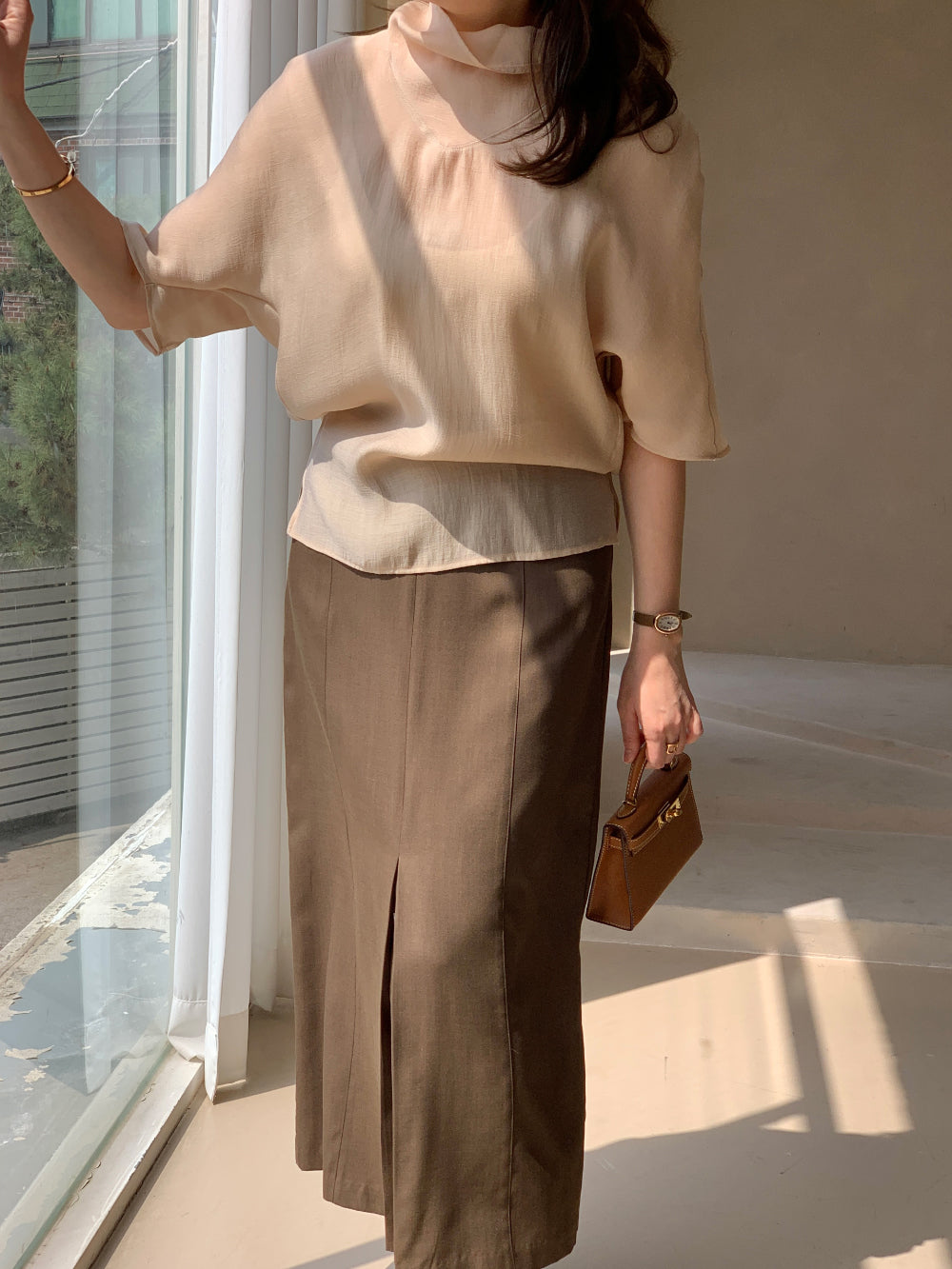 Mood Button Linen Skirt (~7/16)
