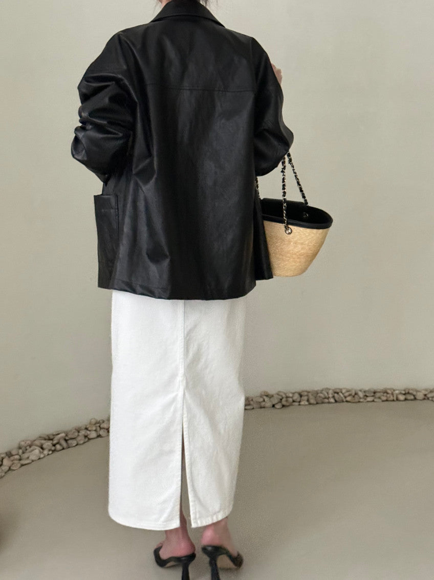 Faux Leather Half Jacket