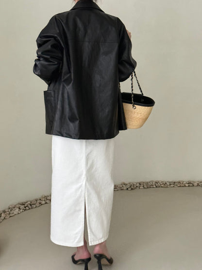 Faux Leather Half Jacket