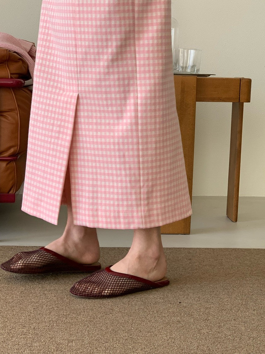 *Daily Check Long Skirt