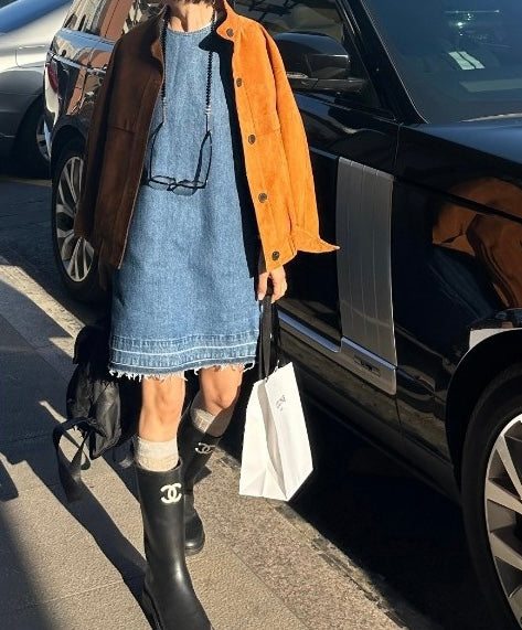 * Button Denim Dress