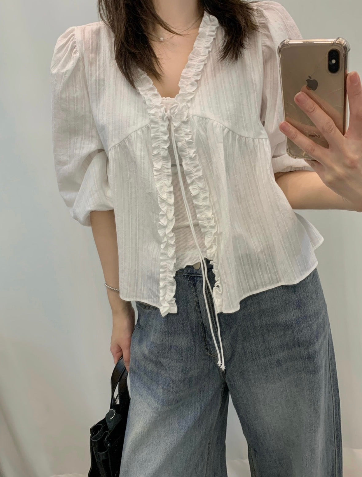 *Lovely Ruffle Cardigan Blouse