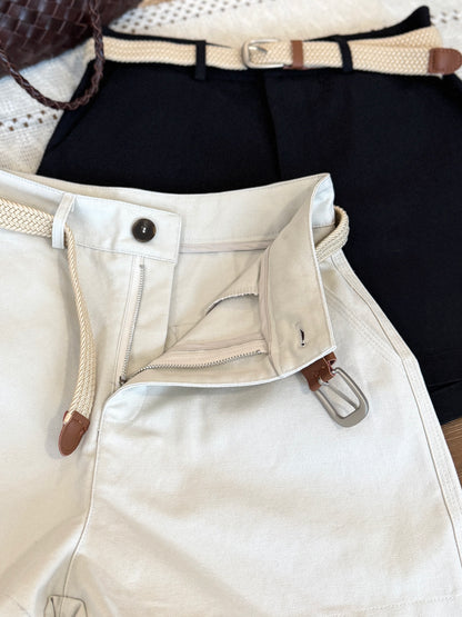 Cotton Twill Shorts w/ Belt