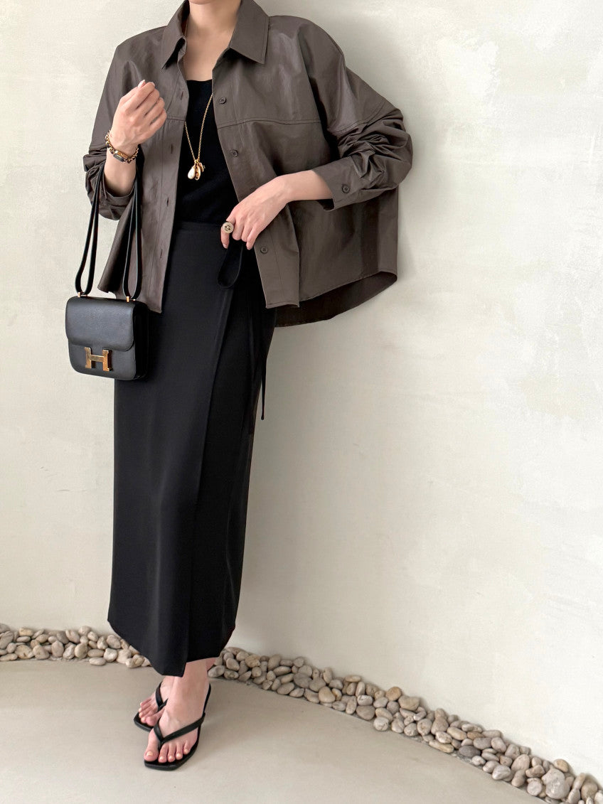Matte Leather-Look Shirt Jacket