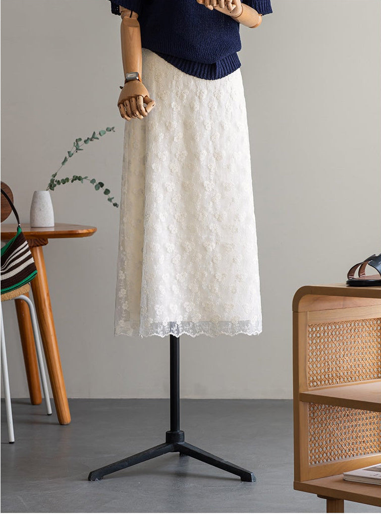 *Floral Lace Long Skirt