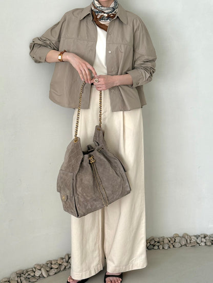 Matte Leather-Look Shirt Jacket