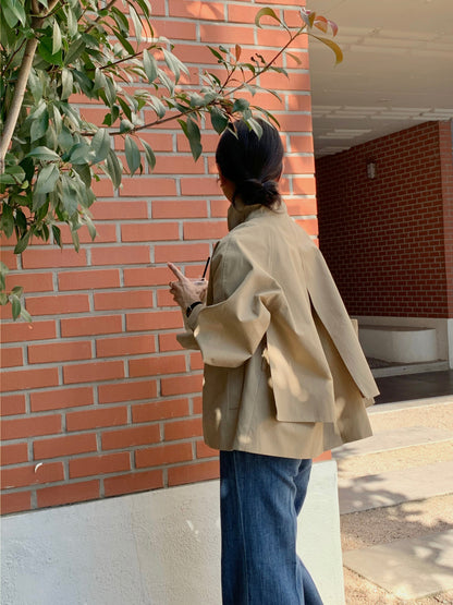 High-Neck Short Trench Jacket