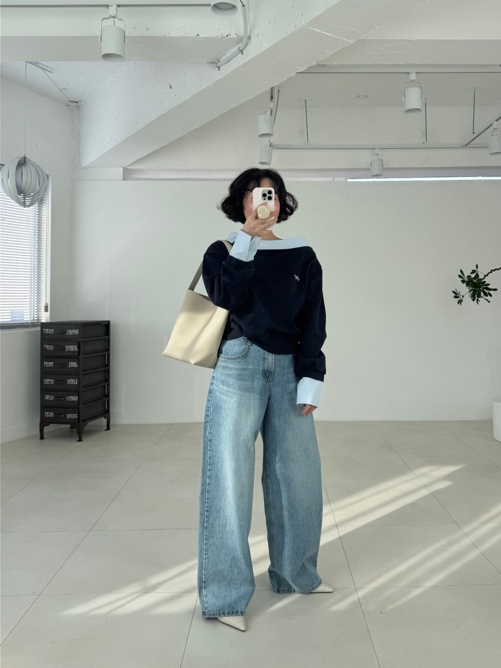 Layered Off-Shoulder Sweatshirt